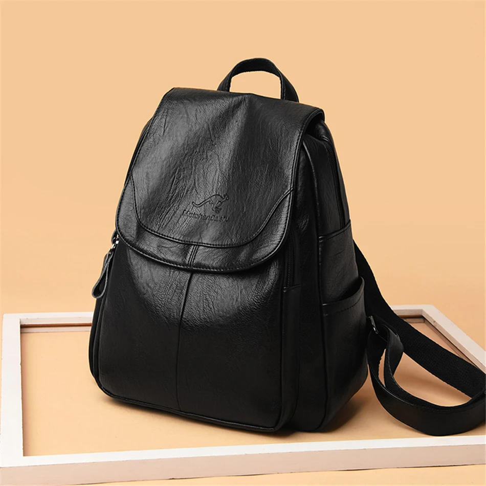 High Quality Soft Leather Backpacks Purses for Women Casual Daypack Vintage Bagpack School Bags for Teen Girls Mochilas Rucksack