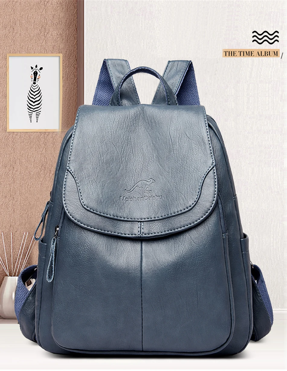 High Quality Soft Leather Backpacks Purses for Women Casual Daypack Vintage Bagpack School Bags for Teen Girls Mochilas Rucksack