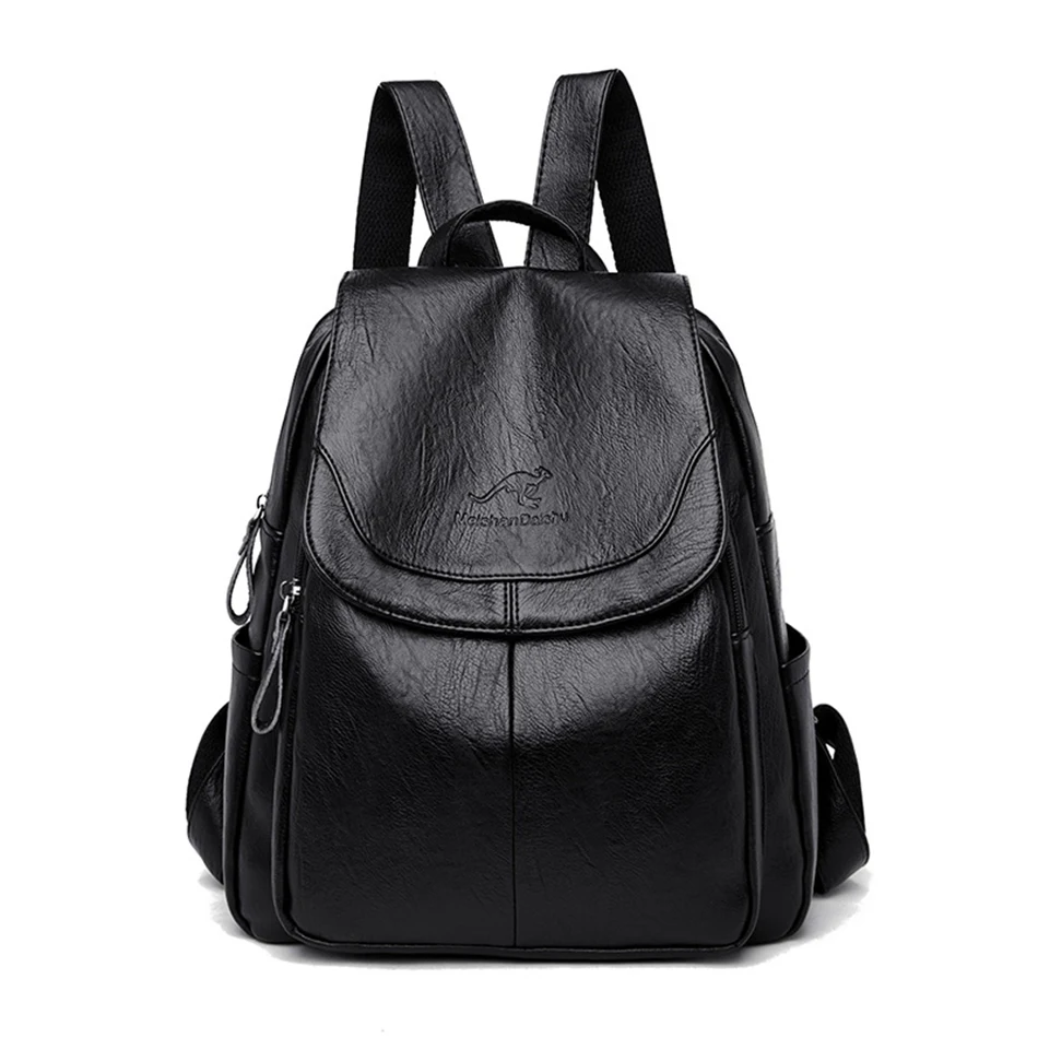 High Quality Soft Leather Backpacks Purses for Women Casual Daypack Vintage Bagpack School Bags for Teen Girls Mochilas Rucksack