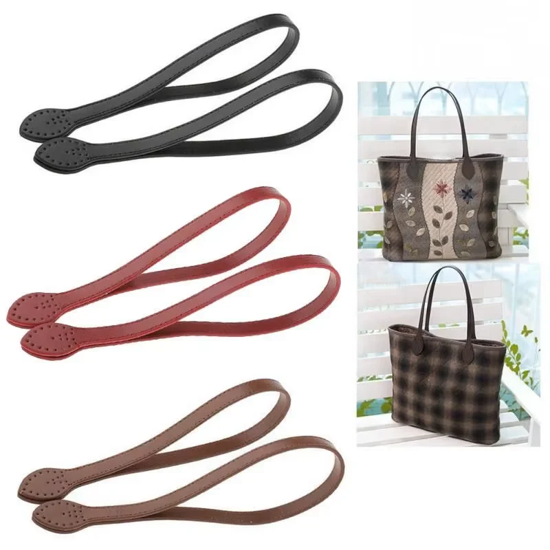 2pcs 60cm Leather Bag Handles Shoulder Bag Strap Replacement Handbag Belt Straps DIY Crocheted Bags Tote Handmade Accessories