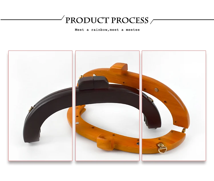 1/2Pc Deepeel 20*7.5cm Handbag Wooden Handle Kiss Clasp Fashion Women's Purse Frame Woven-Bag Replace Handles Hardware Accessory