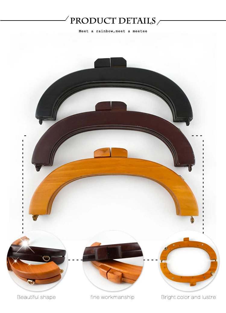 1/2Pc Deepeel 20*7.5cm Handbag Wooden Handle Kiss Clasp Fashion Women's Purse Frame Woven-Bag Replace Handles Hardware Accessory