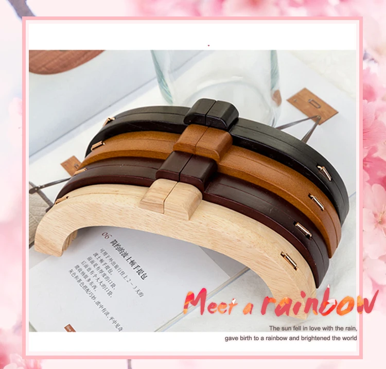 1/2Pc Deepeel 20*7.5cm Handbag Wooden Handle Kiss Clasp Fashion Women's Purse Frame Woven-Bag Replace Handles Hardware Accessory
