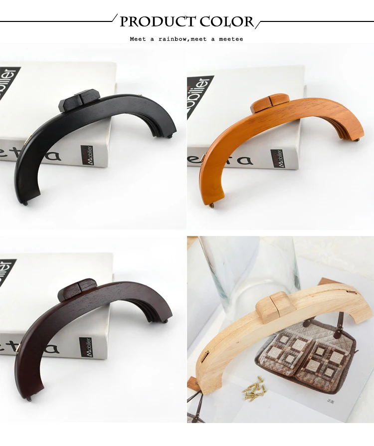 1/2Pc Deepeel 20*7.5cm Handbag Wooden Handle Kiss Clasp Fashion Women's Purse Frame Woven-Bag Replace Handles Hardware Accessory