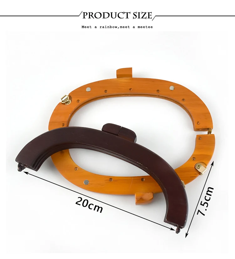 1/2Pc Deepeel 20*7.5cm Handbag Wooden Handle Kiss Clasp Fashion Women's Purse Frame Woven-Bag Replace Handles Hardware Accessory