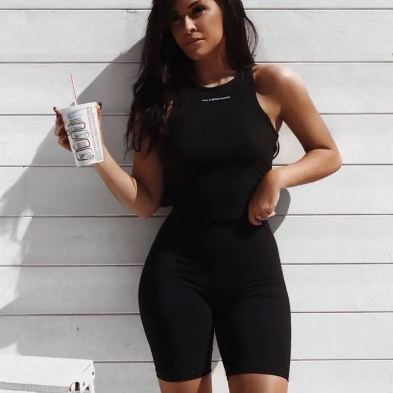 Shorts Women Thin Fitness Casual High Waist Fashion Biker Shorts Summer Slim Knee-Length Bottoms Black Cycling Shorts Streetwear