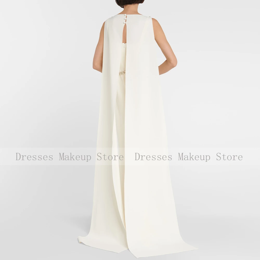 Customized New Ivory Prom Dresses Sleeveless Boat Neck Sweep Train Formal Party Gowns Crystal Mermaid Evening Gowns for Women