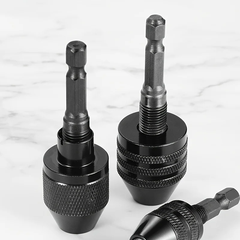 Keyless Drill Chuck, 1/4, 1/8, 1/16 Inch Hex and Round Shanks Small Drill Chuck Change Adapter