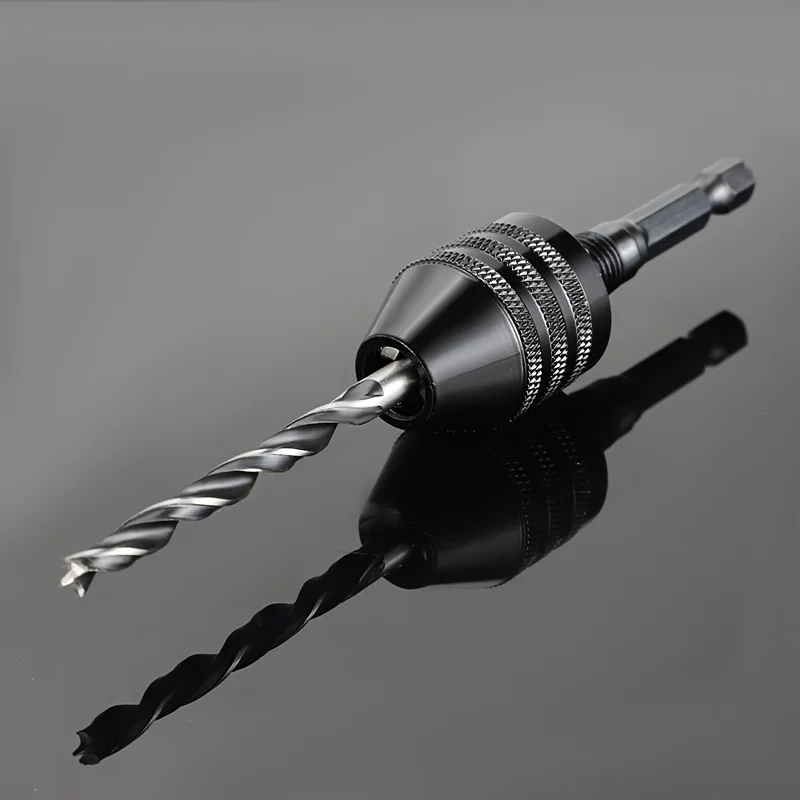 Keyless Drill Chuck, 1/4, 1/8, 1/16 Inch Hex and Round Shanks Small Drill Chuck Change Adapter