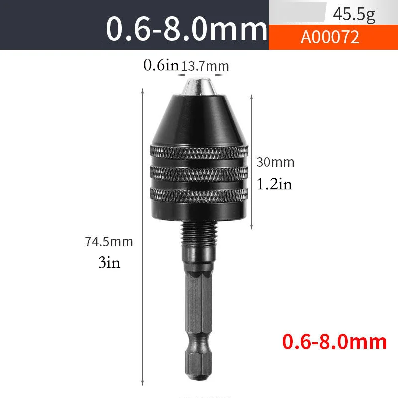 Keyless Drill Chuck, 1/4, 1/8, 1/16 Inch Hex and Round Shanks Small Drill Chuck Change Adapter