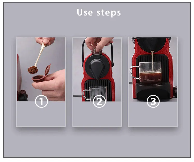 3/6Pcs Refillable Reusable Coffee Capsule Pods  Coffee Filter Pods with Spoon and Cleaning Brush