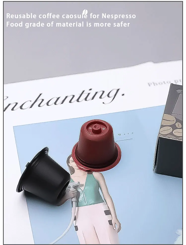3/6Pcs Refillable Reusable Coffee Capsule Pods  Coffee Filter Pods with Spoon and Cleaning Brush