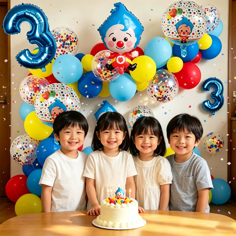98pcs/Set Cartoon Clown Arch Garland Kit Foil Number Balloons Latex Air Globos Baby Shower Birthday Party Decorations Supplies