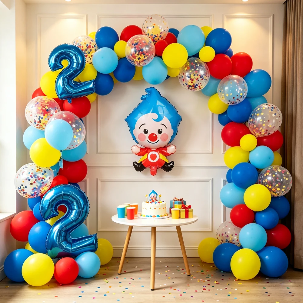 98pcs/Set Cartoon Clown Arch Garland Kit Foil Number Balloons Latex Air Globos Baby Shower Birthday Party Decorations Supplies