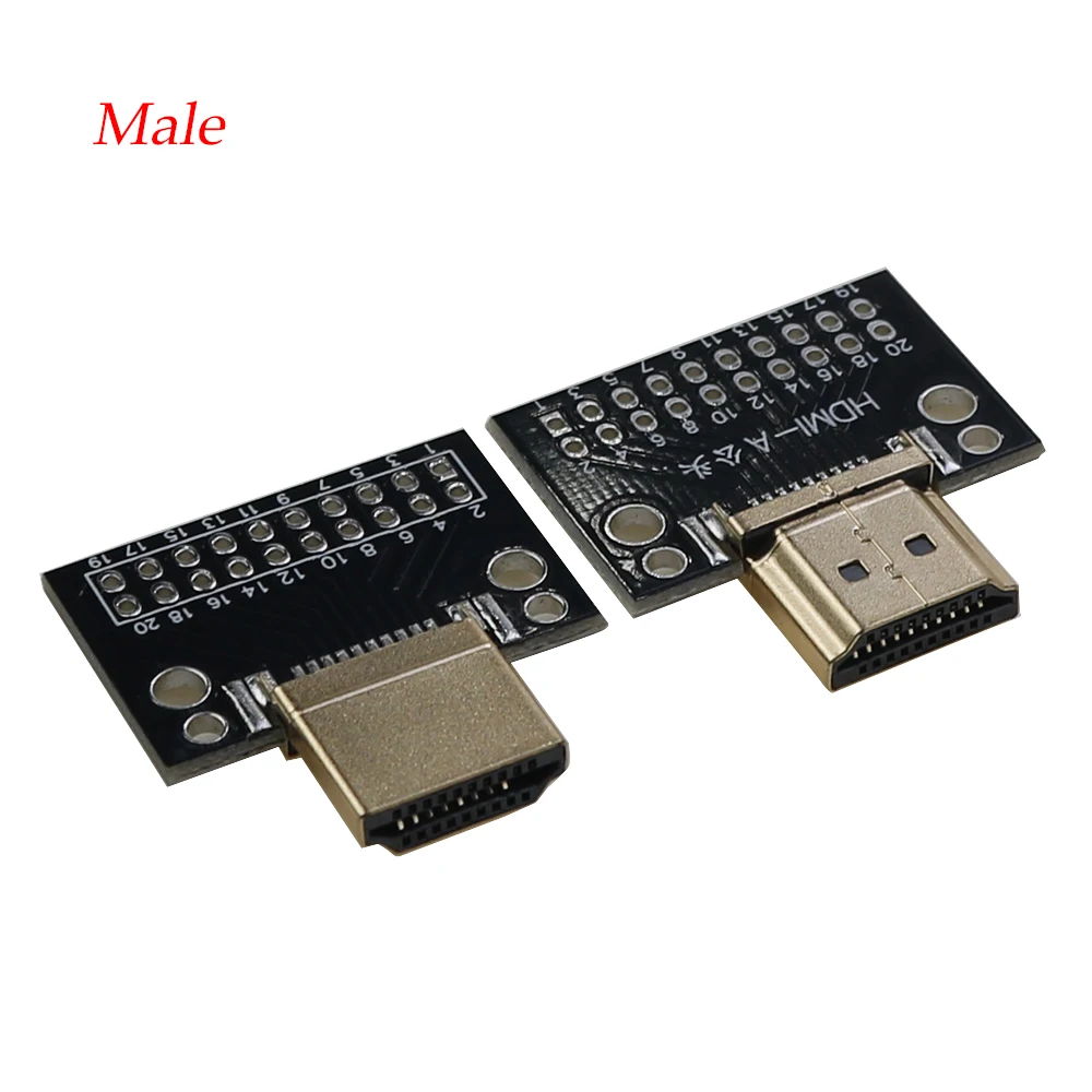 1pcs Compatible-HDMI Male and Female Test Board 19Pin 19P Male Plug Connector with PCB Test Board Solder Type A