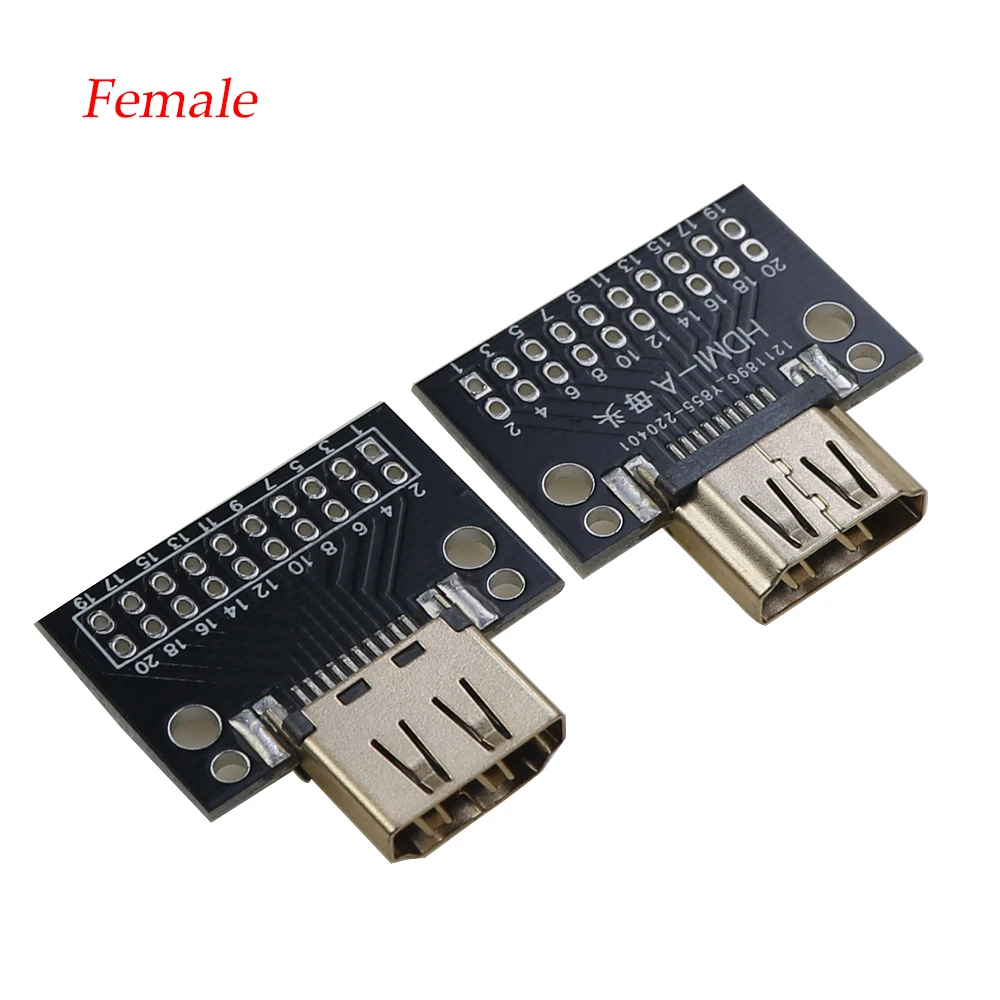 1pcs Compatible-HDMI Male and Female Test Board 19Pin 19P Male Plug Connector with PCB Test Board Solder Type A