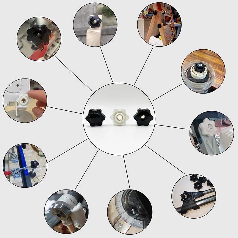 Manual Tighten Nut Thumb Clamping Knob Handle Plum Thread Hand Mechanical Star Nuts M4 M5 M6 M8 M10 M12 Plum Hand Tighten Nut