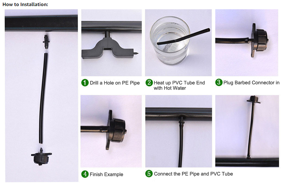 100/200 Pcs 2L/4L/8L Pressure Compensating Drip Emitters Adjustable Drippers Micro Connectors for Garden Lawn Drip Irrigation