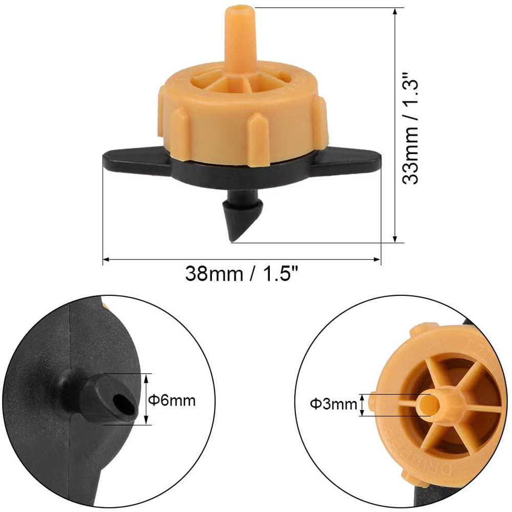 100/200 Pcs 2L/4L/8L Pressure Compensating Drip Emitters Adjustable Drippers Micro Connectors for Garden Lawn Drip Irrigation