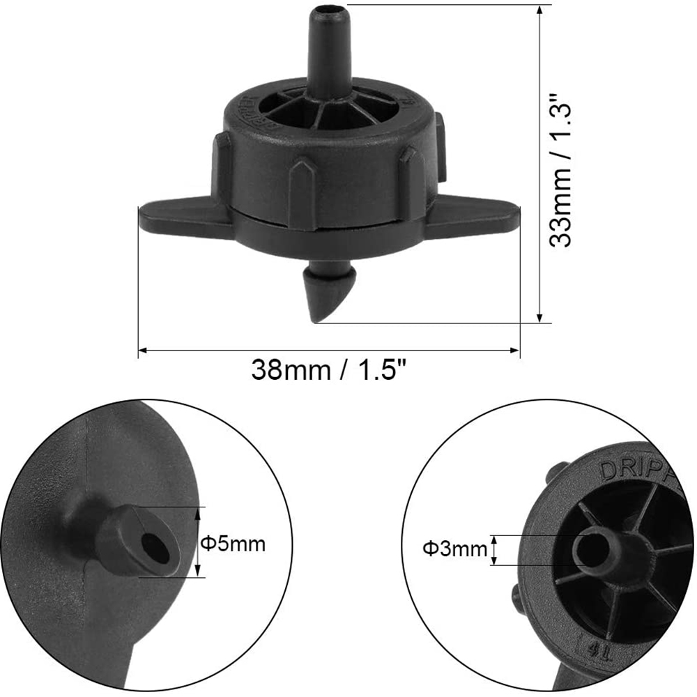 100/200 Pcs 2L/4L/8L Pressure Compensating Drip Emitters Adjustable Drippers Micro Connectors for Garden Lawn Drip Irrigation