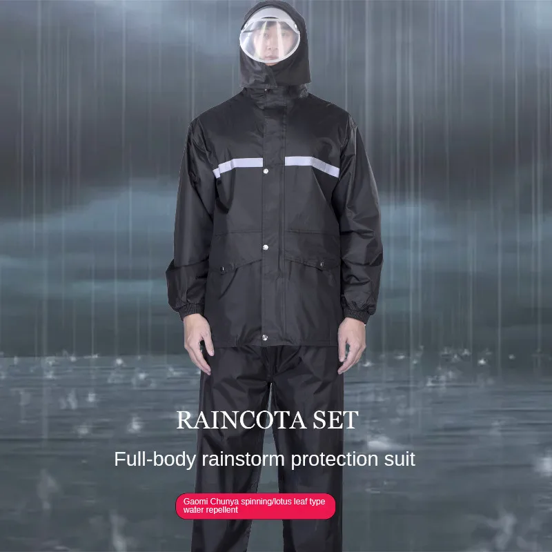 Full Body Raincoat And Rainpants Suit for Electric Bicycle & Motorcycle Reflective Split Design for Takeaway Riding Storm Protec