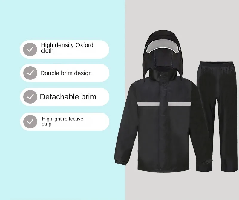 Full Body Raincoat And Rainpants Suit for Electric Bicycle & Motorcycle Reflective Split Design for Takeaway Riding Storm Protec