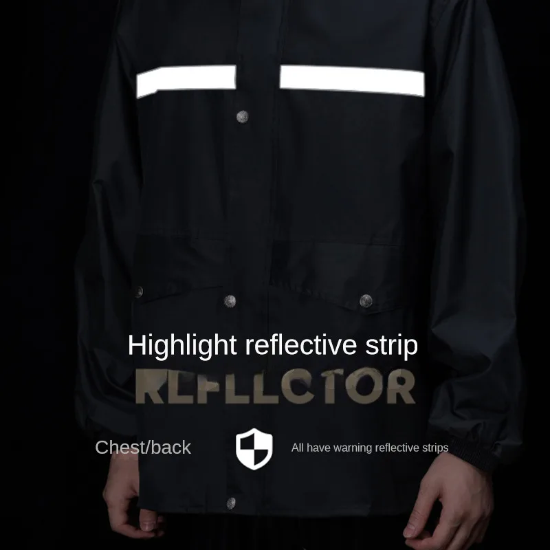 Full Body Raincoat And Rainpants Suit for Electric Bicycle & Motorcycle Reflective Split Design for Takeaway Riding Storm Protec