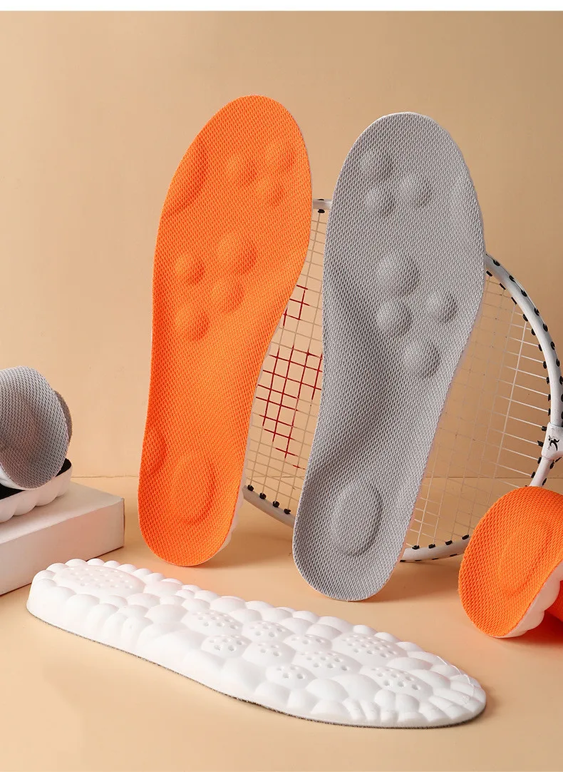 4D Sports Insoles Ultra-soft High-elasticity Pads Anti-pain Antibacterial Deodorant Pad Casual Cushion Arch Support Foot Insoles