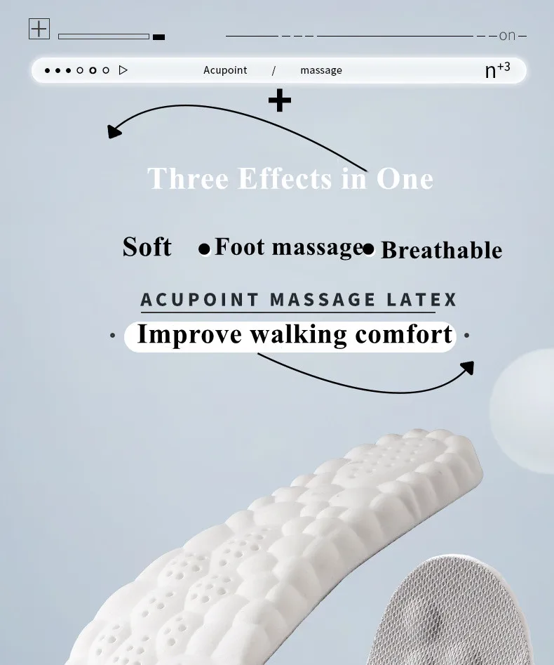 4D Sports Insoles Ultra-soft High-elasticity Pads Anti-pain Antibacterial Deodorant Pad Casual Cushion Arch Support Foot Insoles