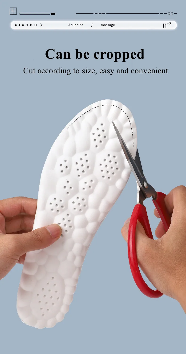 4D Sports Insoles Ultra-soft High-elasticity Pads Anti-pain Antibacterial Deodorant Pad Casual Cushion Arch Support Foot Insoles