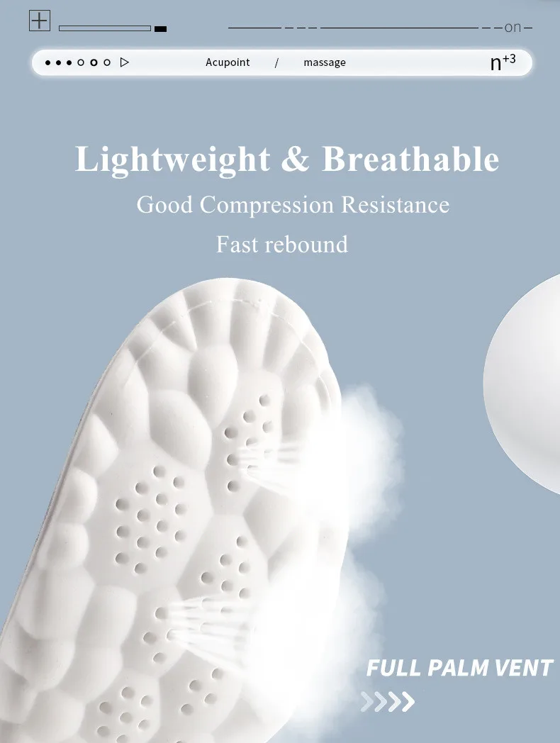 4D Sports Insoles Ultra-soft High-elasticity Pads Anti-pain Antibacterial Deodorant Pad Casual Cushion Arch Support Foot Insoles