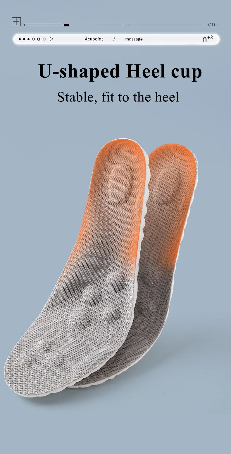 4D Sports Insoles Ultra-soft High-elasticity Pads Anti-pain Antibacterial Deodorant Pad Casual Cushion Arch Support Foot Insoles