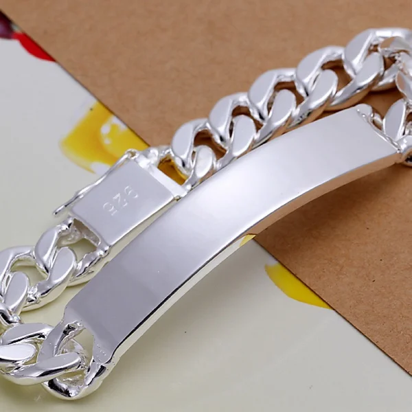 Charm 925 Sterling Silver Design Noble Pretty 10MM Mens Chain Jewelry Fashion Geometric Bracelet Factory Price