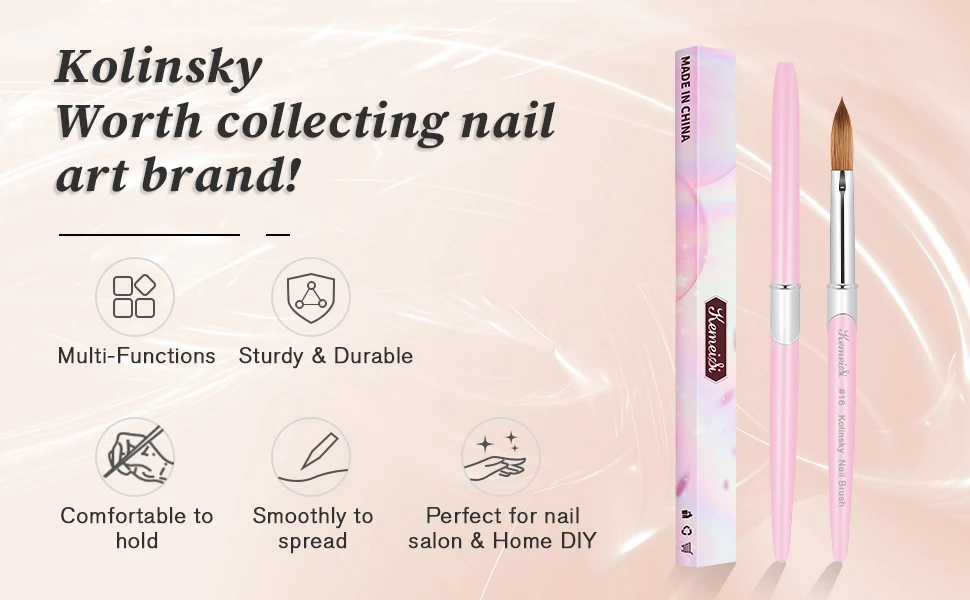 100% Kolinsky Acrylic Nail Brush Good Quality Nail Art Mink Brush Wood Handle Gel Builder Manicure Brush Drawing Tools Size 8-16