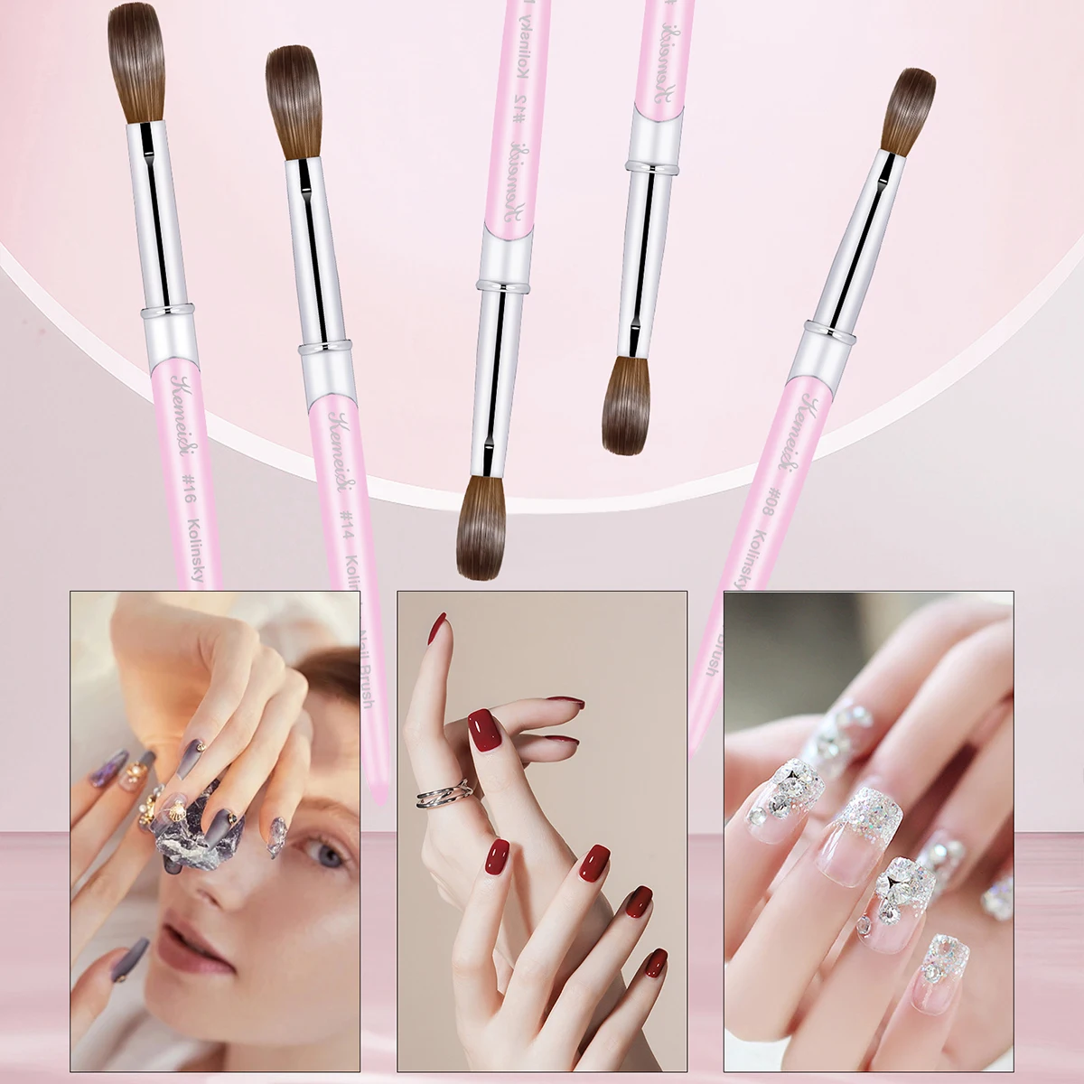 100% Kolinsky Acrylic Nail Brush Good Quality Nail Art Mink Brush Wood Handle Gel Builder Manicure Brush Drawing Tools Size 8-16