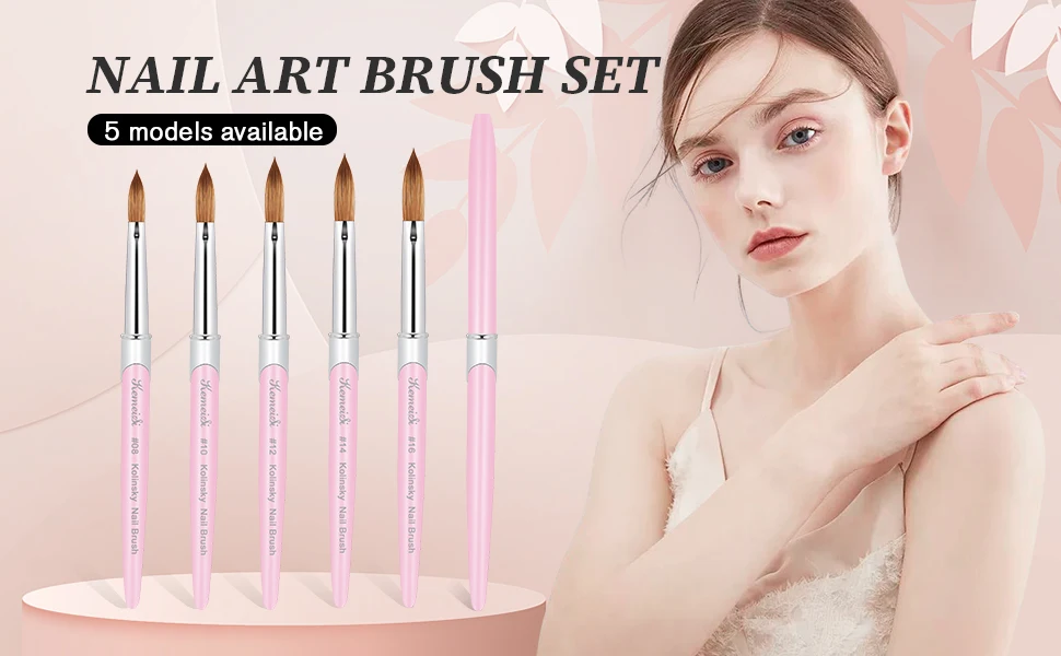 100% Kolinsky Acrylic Nail Brush Good Quality Nail Art Mink Brush Wood Handle Gel Builder Manicure Brush Drawing Tools Size 8-16