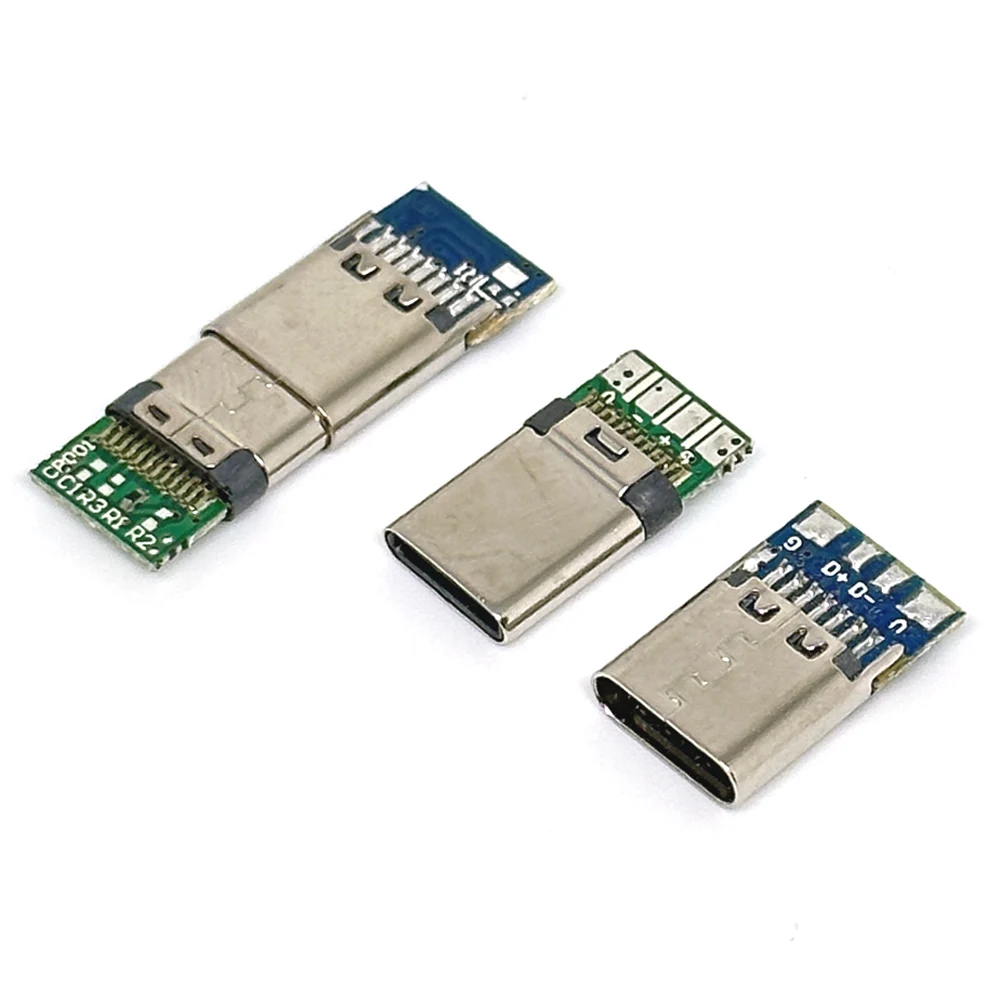 USB 3.1 Type C Male/Female Connectors Jack Tail 24pin USB Male Plug Electric Terminals Welding DIY Data Cable Support PCB Board