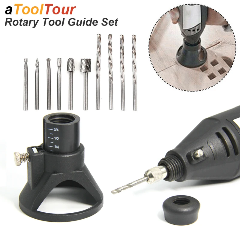 Rotary Router Milling Cutter Guide Attachment Twist Drill Bit Wood Carving Tool Kit Dedicated Locator Woodwork Tool for Dremel