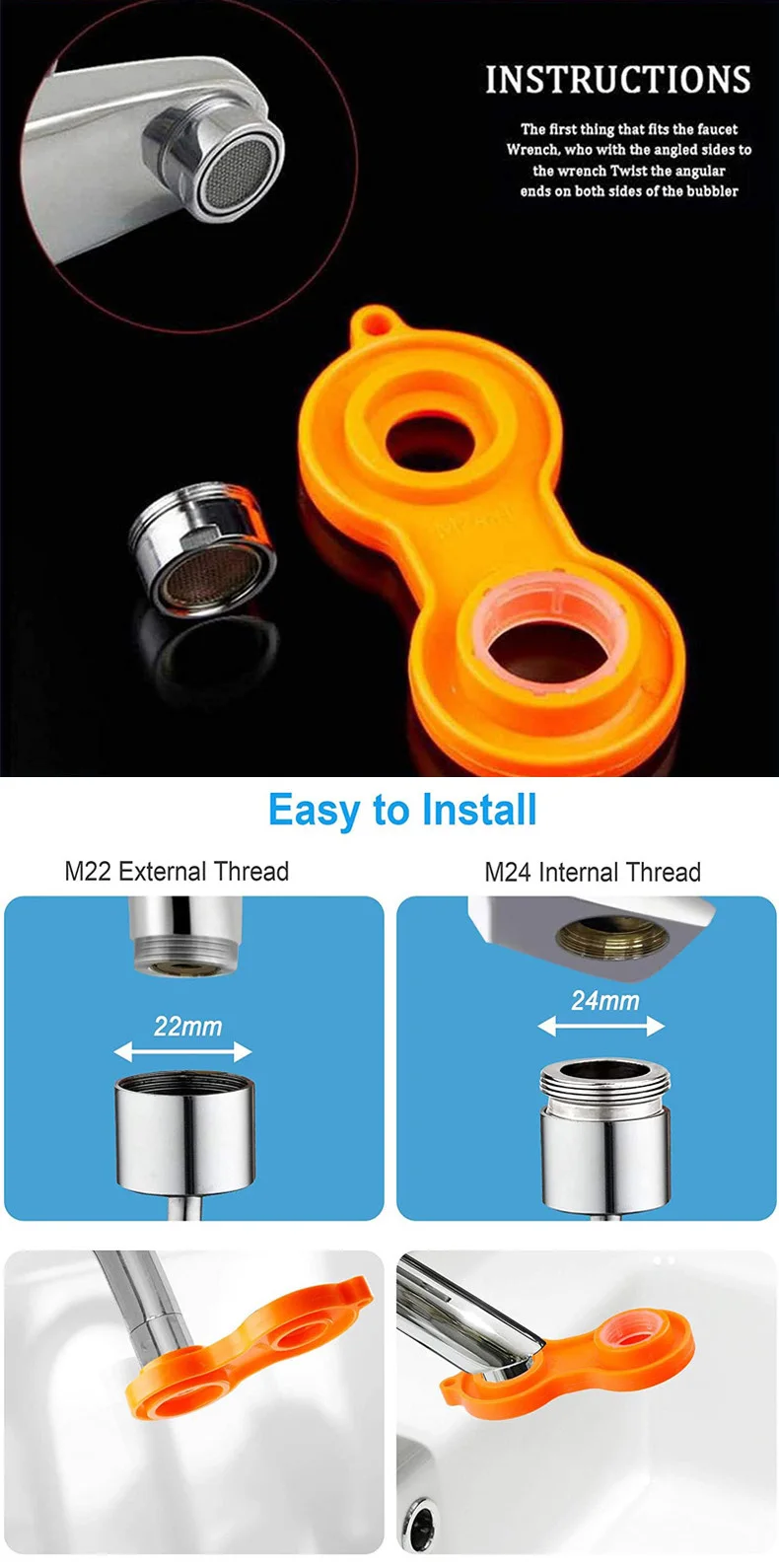 Faucet Bubbler Wrench Water Outlet Aerator Universal Wrench Faucet Nozzle Filter Repair Tool Replacement Disassembly Tool Spanne