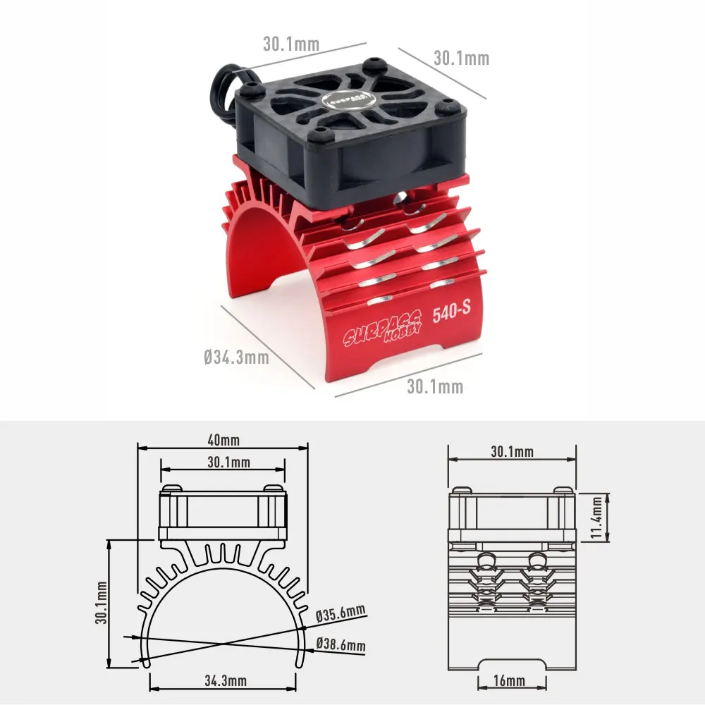 SURPASS HOBBY 36mm 40-42mm 55-58mm Brushless Motor Cooling Fan Holder for 540 550 3650 3660 4268 4274 1/10 1/7 1/8 1/5 RC Car