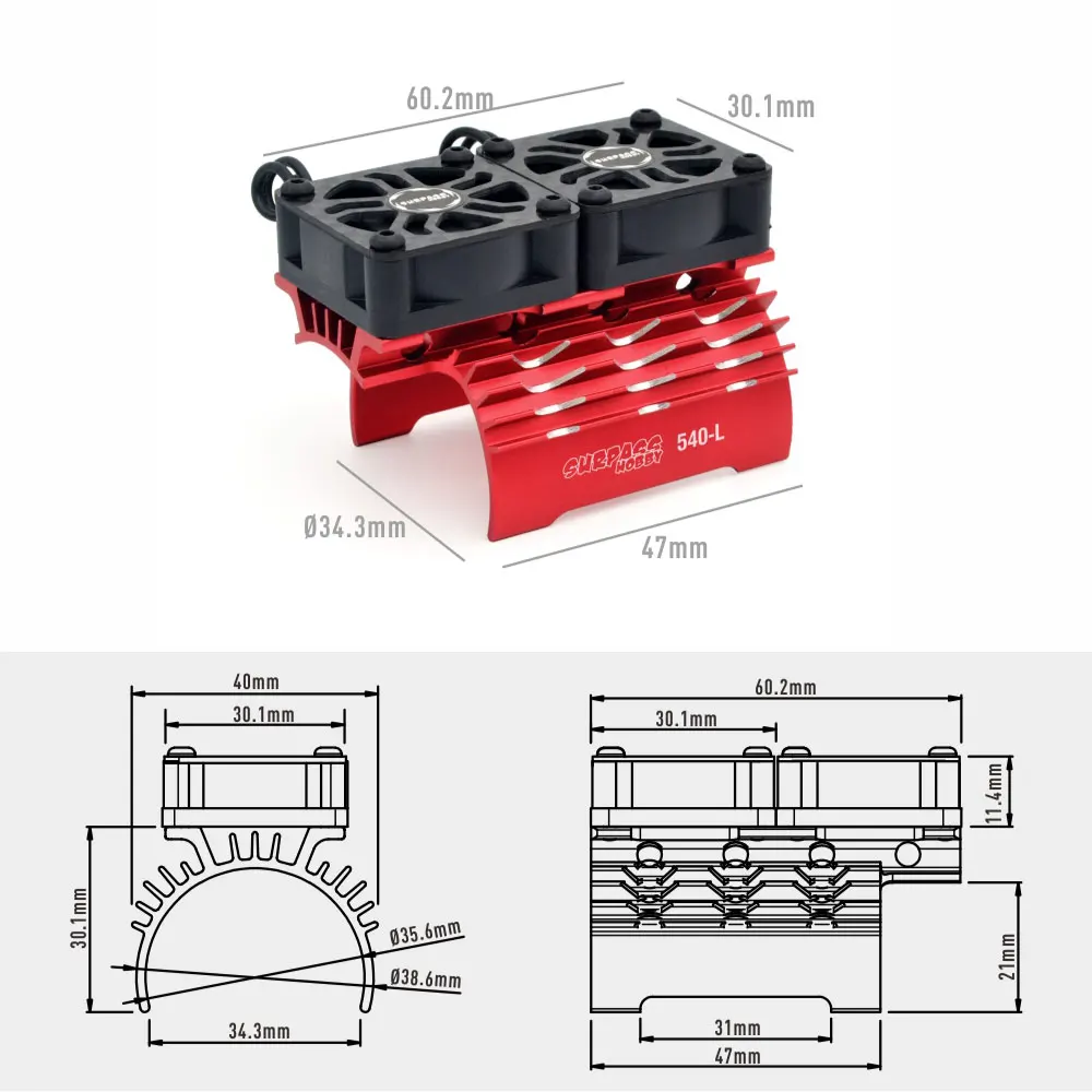 SURPASS HOBBY 36mm 40-42mm 55-58mm Brushless Motor Cooling Fan Holder for 540 550 3650 3660 4268 4274 1/10 1/7 1/8 1/5 RC Car