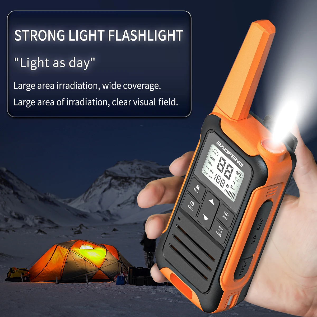2pcs Baofeng F22/T22 Mini Walkie Talkie PMR Long Range Rechargable Portable Two Way Radio Type-C Charger for Camping Trip