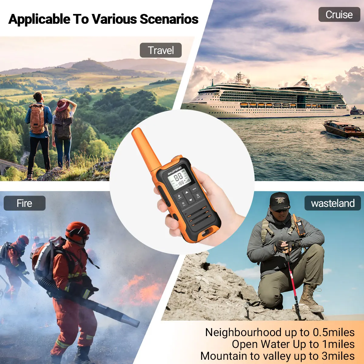 2pcs Baofeng F22/T22 Mini Walkie Talkie PMR Long Range Rechargable Portable Two Way Radio Type-C Charger for Camping Trip