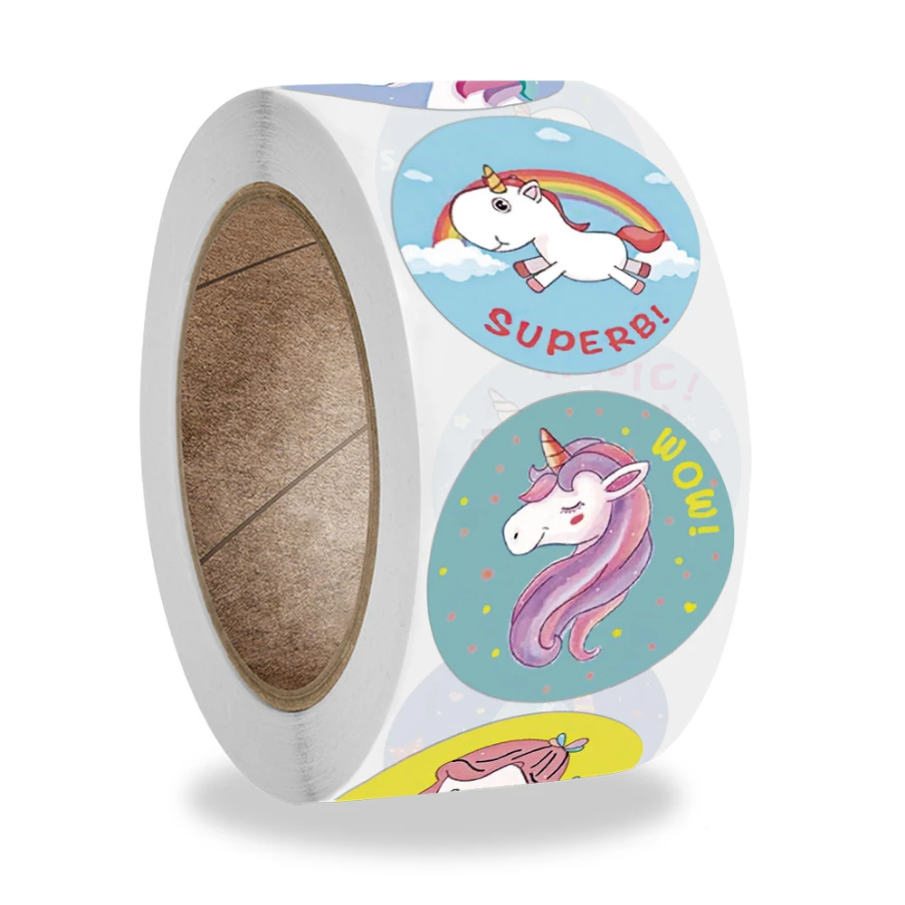 1 inch Cute Unicorn Sticker for Kids 50-500pcs Classic Toy Decor for School Teacher Encouragement Animal Reward Sticker