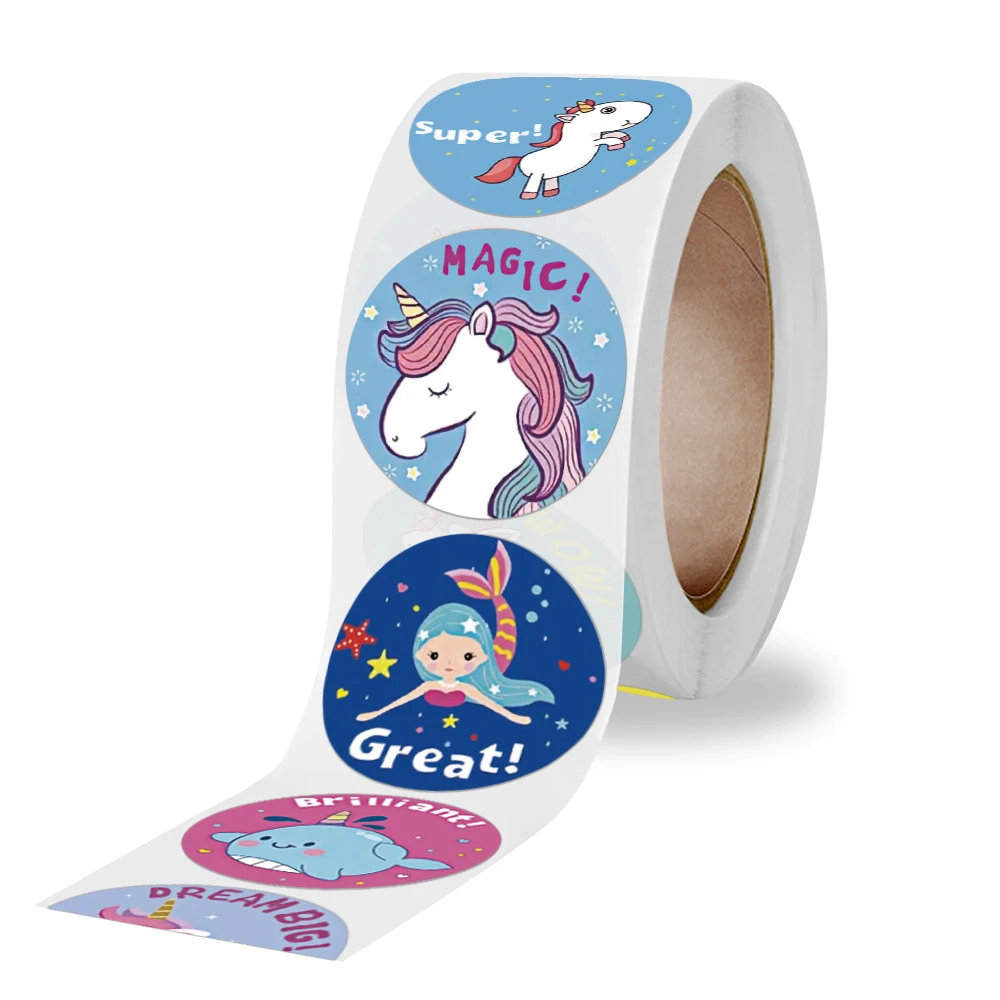 1 inch Cute Unicorn Sticker for Kids 50-500pcs Classic Toy Decor for School Teacher Encouragement Animal Reward Sticker