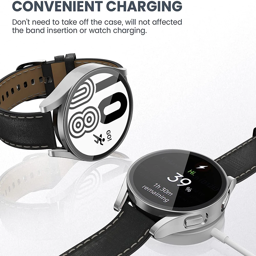 for Samsung Galaxy 4 5 6 7 44mm 40mm tempered glass+PC fully covered protective watch case, shock and scratch resistant