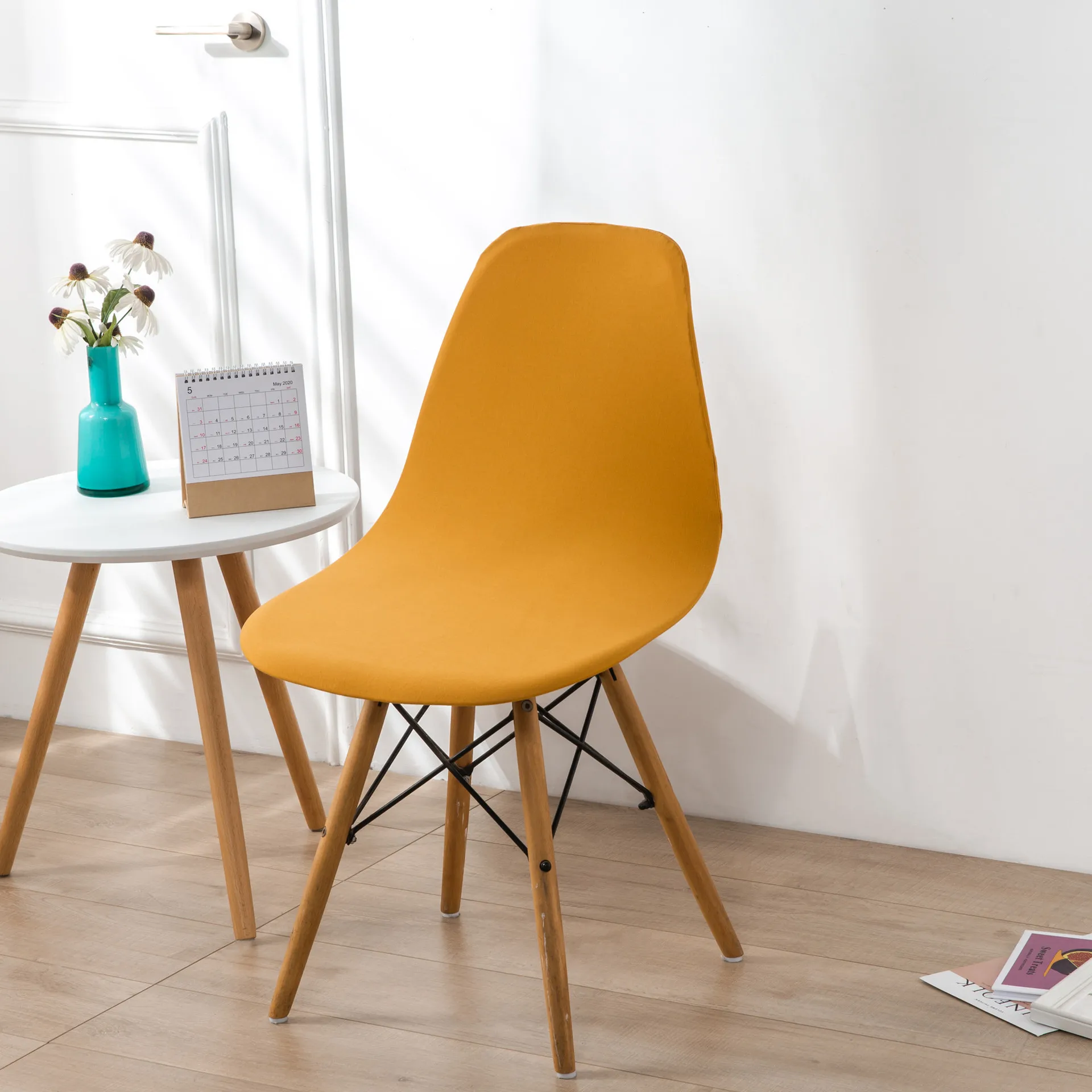 Elastic Shell Chair Cover Stretch Dining Chair Cover Seat Covers Slipcover Furniture Protector Hotel Home Living Room Removable