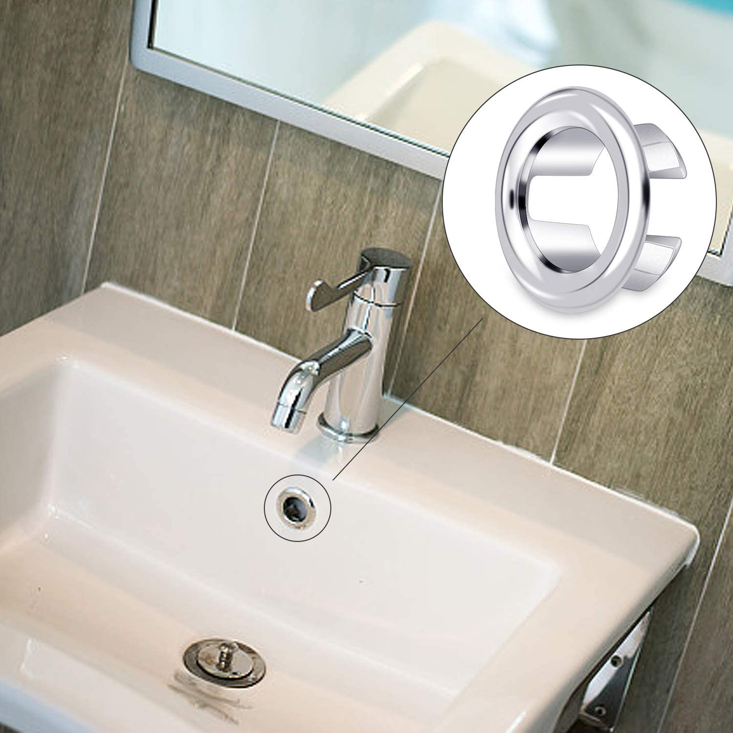 4/1Pcs Bathroom Basin Faucet Sink Overflow Cover Replacement Hole Cover Cap Ring Trim Bath Sink Drain Cap Bathroom Accessories
