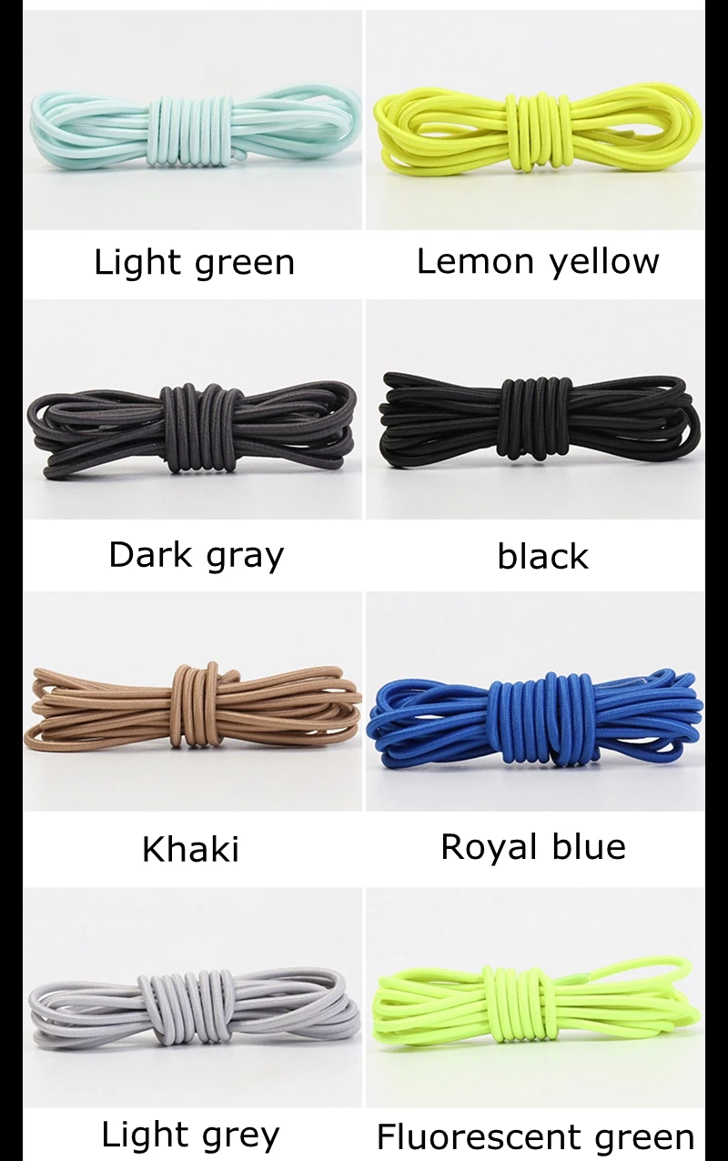 No tie shoelaces Round Elastic Shoelace Plastic snap lock Suitable for all shoes Adult children walking sports Lazy laces 1 pair