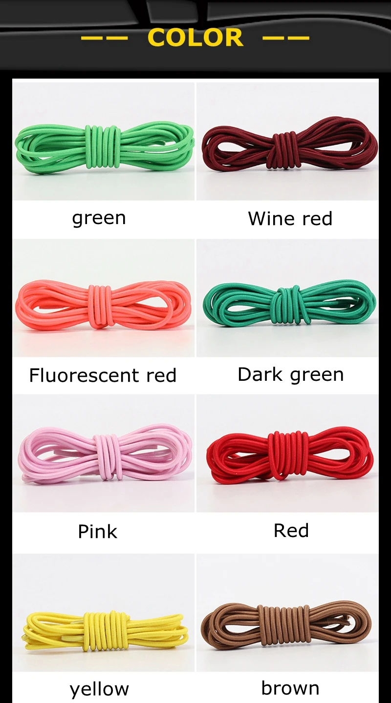 No tie shoelaces Round Elastic Shoelace Plastic snap lock Suitable for all shoes Adult children walking sports Lazy laces 1 pair